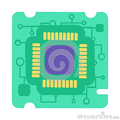 Flat E Waste Broken Electronic Microprocessor Icon Vector Illustration