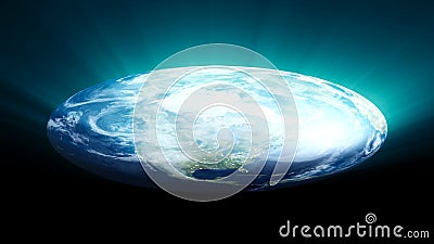 Flat Earth on black background. Digital illustration Cartoon Illustration