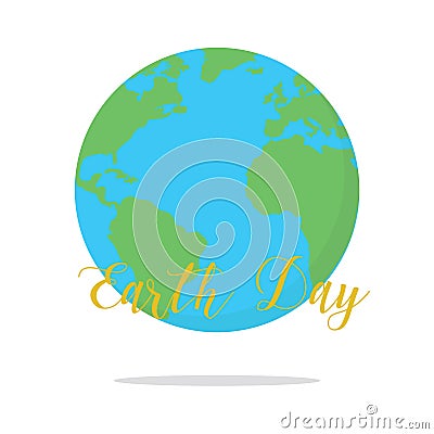 Flat earth day card. Earth Vector Illustration