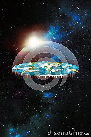 Flat earth in space Stock Photo