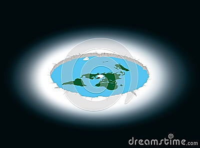 Flat Earth surrounded by Antarctica. Illustration. Stock Photo