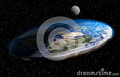 Flat Earth Theory 3D Illustration Cartoon Illustration