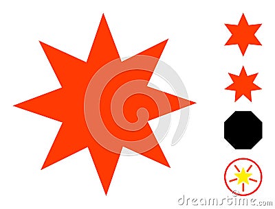 Flat Eight Pointed Star Vector Icon Symbol Vector Illustration