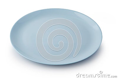 Flat empty plate isolated on white background Stock Photo