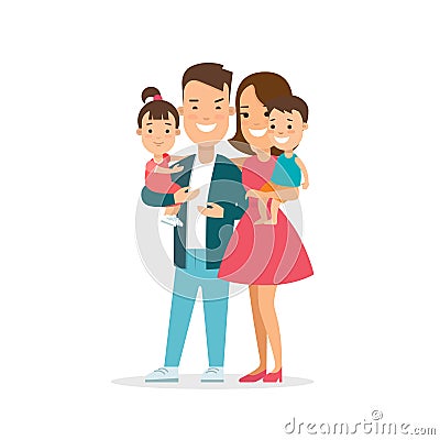 Flat Family children parenting illustration Cartoon Illustration