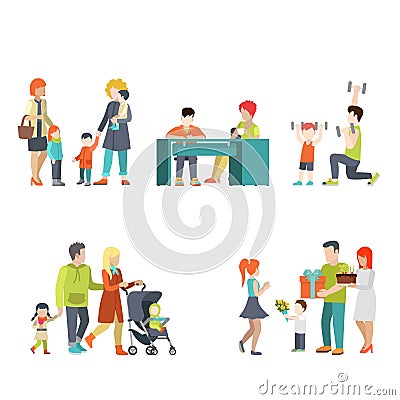 Flat Family present vector Vector Illustration