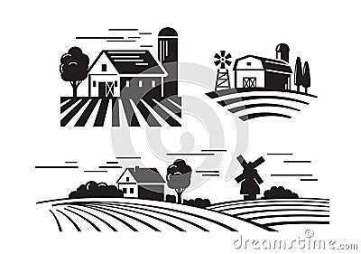 Flat farm icons Vector Illustration