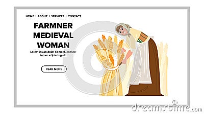 flat farmer medieval woman vector Vector Illustration