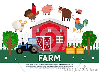 Flat Farming Template Vector Illustration