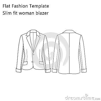 Flat Fashion template - Slim Fit Woman Blazer Stock Photo