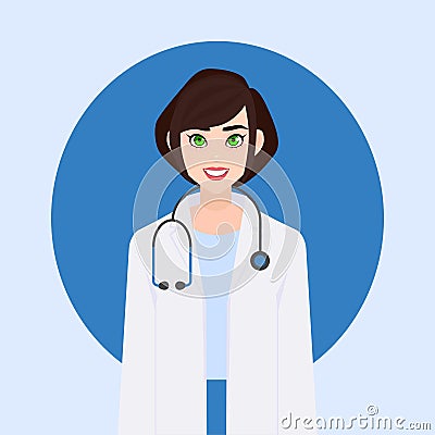 Flat female characters medical worker, healthcare doctors. Vector illustration people cartoon avatar profile character. Vector Illustration