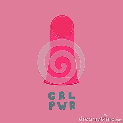 Flat female condom icon on neutral background. Girl power inscription. Safe sex. Contaception concept. Vector Illustration