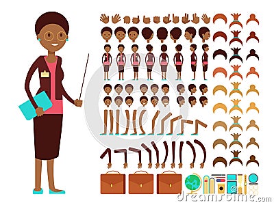 Flat female teacher or professor character creation vector constructor Vector Illustration