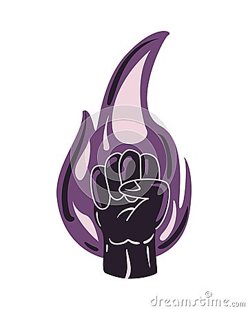 flat fire fist Vector Illustration