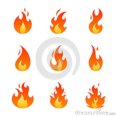 Flat Fire Flames cartoon Vector Illustration