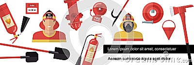 Flat Firefighter Colorful Template Vector Illustration