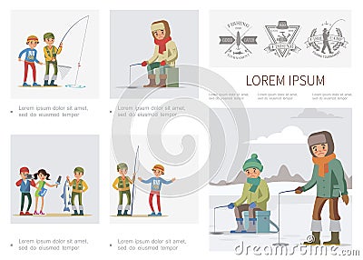 Flat Fishing Infographic Template Vector Illustration