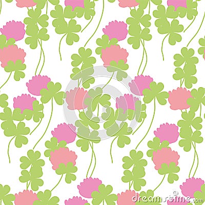 Flat floral clover seamless pattern vector illustration Vector Illustration