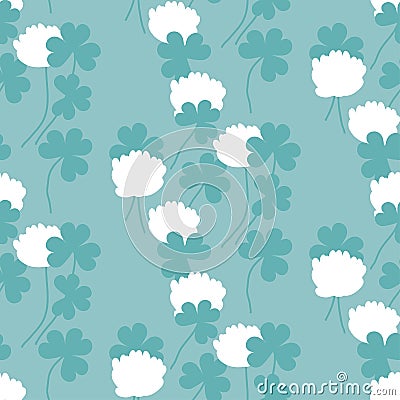 Flat floral clover seamless pattern vector illustration. Vector Illustration