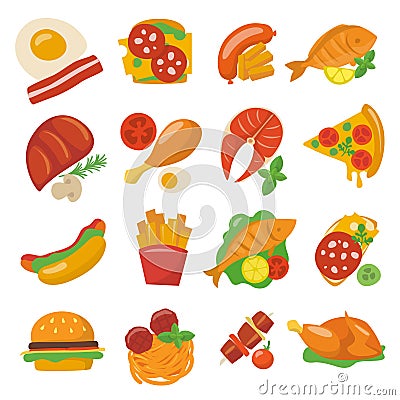 Flat food icons Vector Illustration