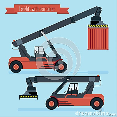 Flat forklift container. Vector Illustration