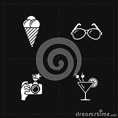 4 flat free travel icons Vector Illustration