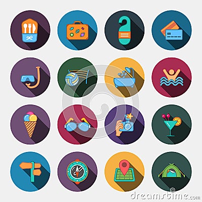 16 flat free travel icons Vector Illustration