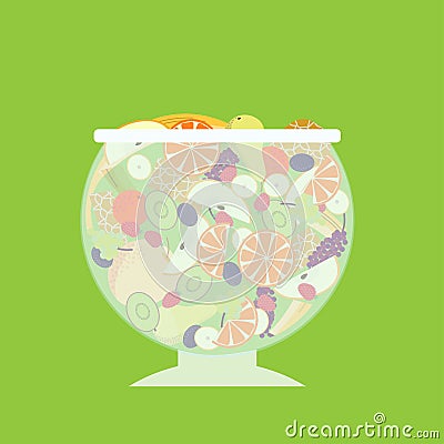 Flat Fruit Salad Template Vector Illustration