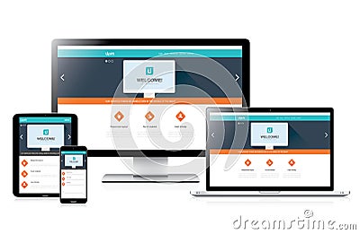 Flat fully responsive website web design in modern Vector Illustration