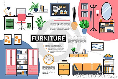 Flat Furniture Infographic Concept Vector Illustration