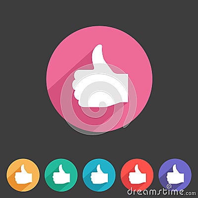 Flat game graphics icon thumbs up Vector Illustration