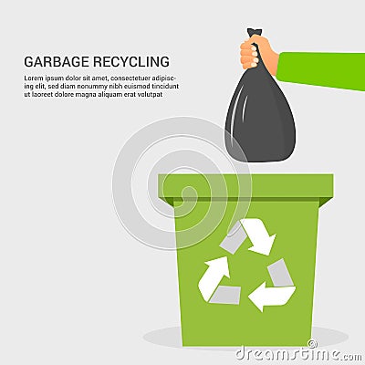 Flat garbage recycling colorful concept Vector Illustration