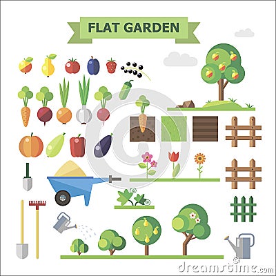 Flat garden Vector Illustration