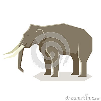 Flat geometric Asian Elephant Vector Illustration