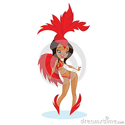 Flat geometric design of dancing samba queen Vector Illustration