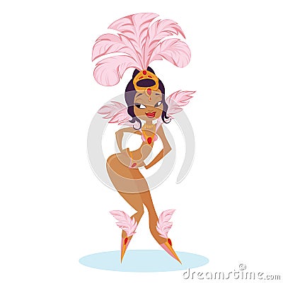 Flat geometric design of dancing samba queen Vector Illustration