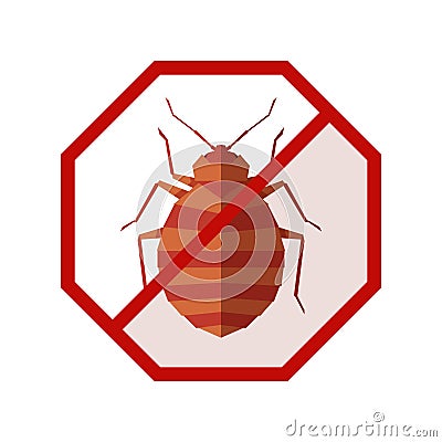 Flat geometric sign with bedbug Vector Illustration