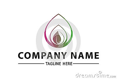 Gradient Red Green Eco Drop Leaf Root Logo Design Vector Illustration