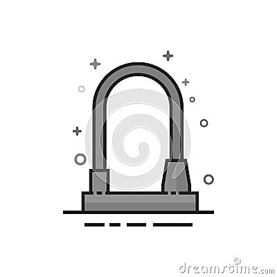 Flat Grayscale Icon - Bicycle lock Vector Illustration