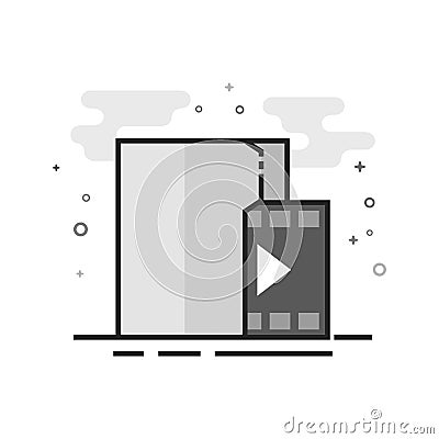 Flat Grayscale Icon - Movie folder Vector Illustration