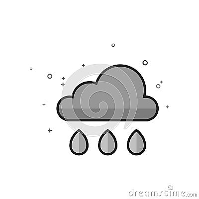 Flat Grayscale Icon - Rain cloud Vector Illustration
