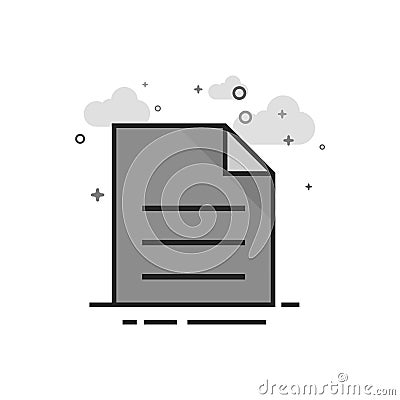 Flat Grayscale Icon - Text file format Vector Illustration