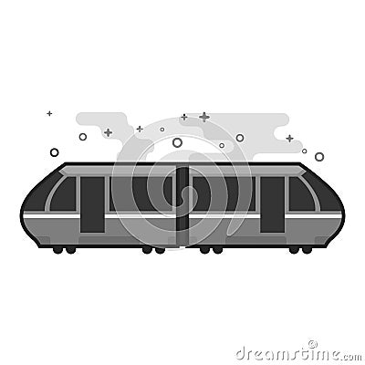 Flat Grayscale Icon - Tram Vector Illustration