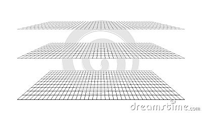 Flat grid surface set. Rectangle plane in different perspective. Different angles design elements collection. Vector Vector Illustration