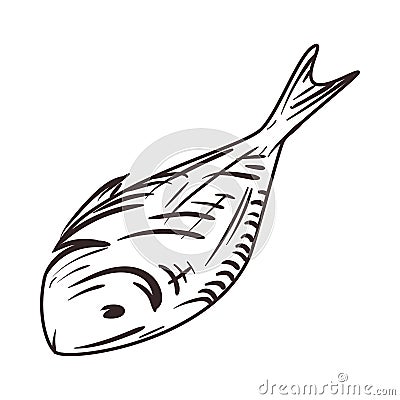 flat grill fish Vector Illustration