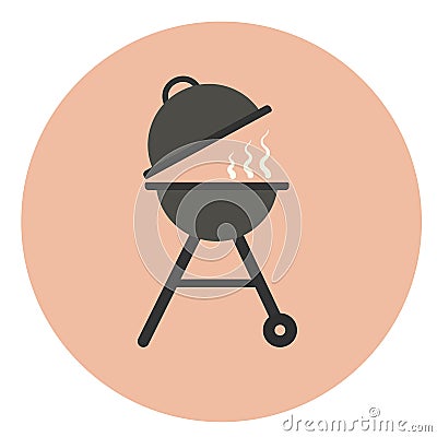 Flat grill icon, outdoor charcoal grill Stock Photo