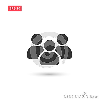 Flat Group of People Icon Vector Symbol 2 Vector Illustration