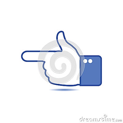 Flat hand gesture and forefinger. Forefinger icon in blue color contour. Forefinger - point finger. Vector illustration Vector Illustration