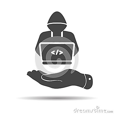 flat hand showing coder icon in trendy flat style isolated on wh Vector Illustration