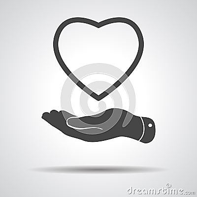 Flat hand showing heart icon Vector Illustration